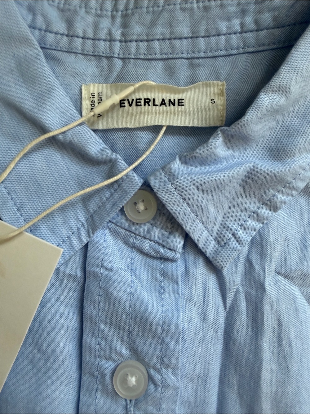 Everlane The Way-Short Shirt in Silky Cotton Chambray Blue Size: S, NWT - Picture 6 of 6